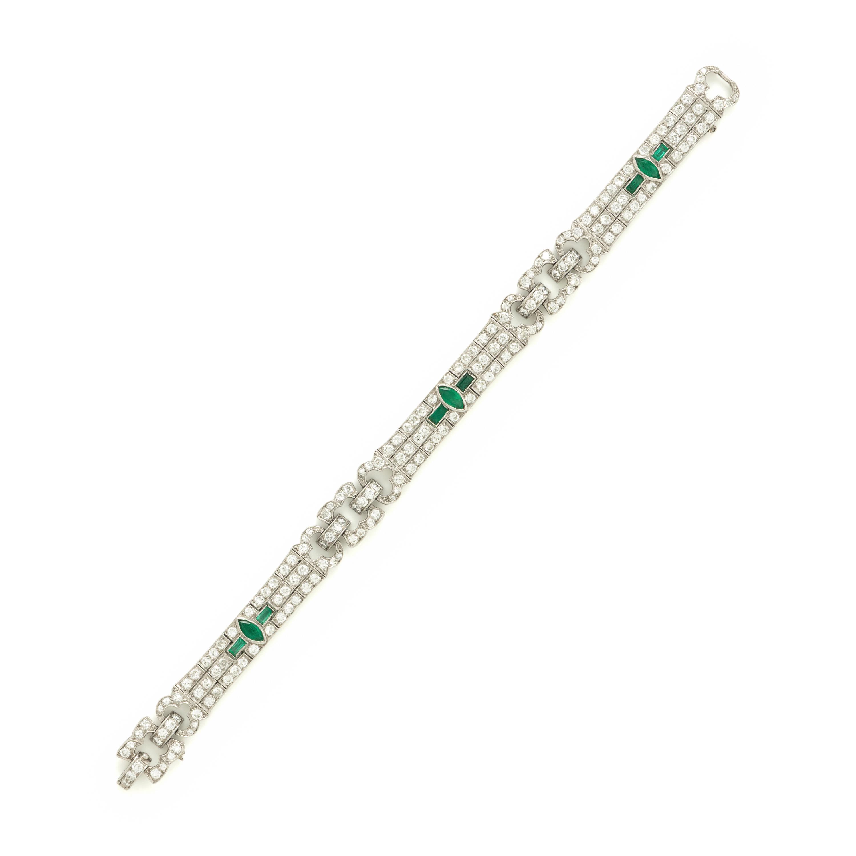 Art Deco, Diamond and Emerald Bracelet