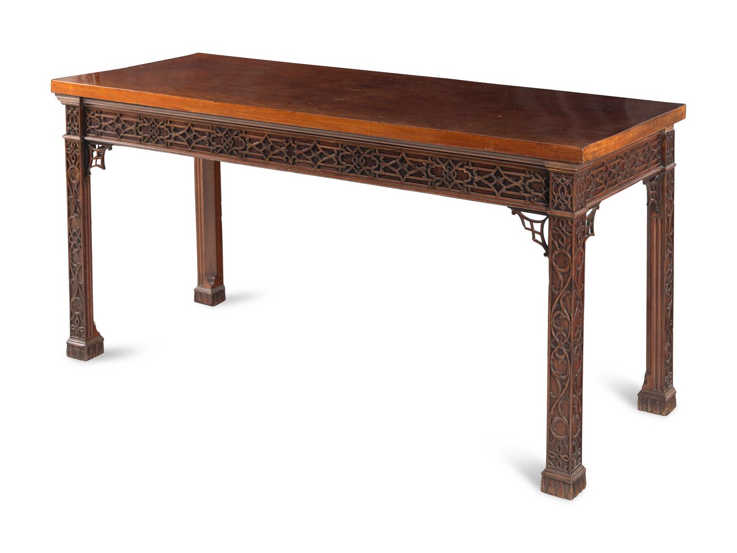 A George III "Chinese Chippendale" Style Mahogany Console Table