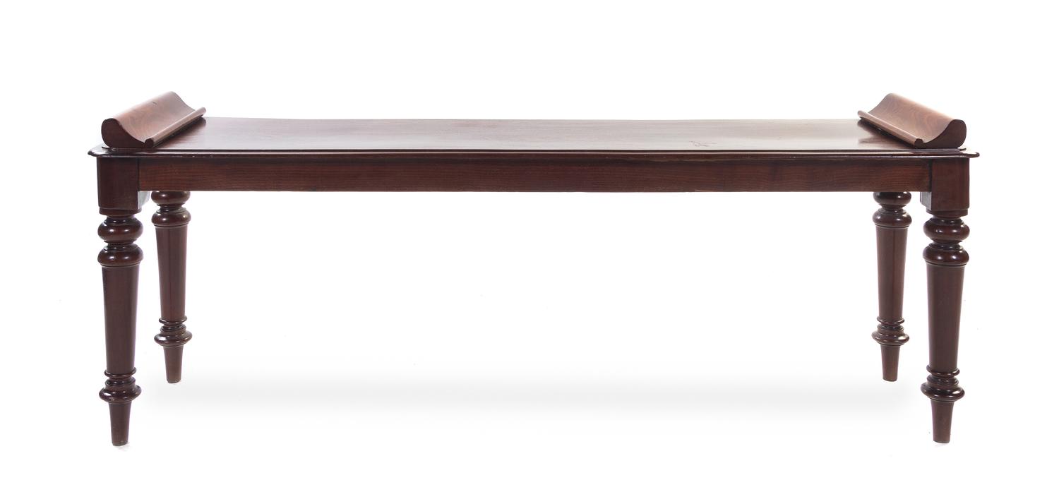 A William IV Mahogany Hall Bench, Height 18 1/4 x width 47 1/2 x depth 12 3/8 inches.