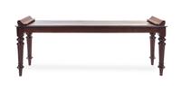 A William IV Mahogany Hall Bench, Height 18 1/4 x width 47 1/2 x depth 12 3/8 inches.