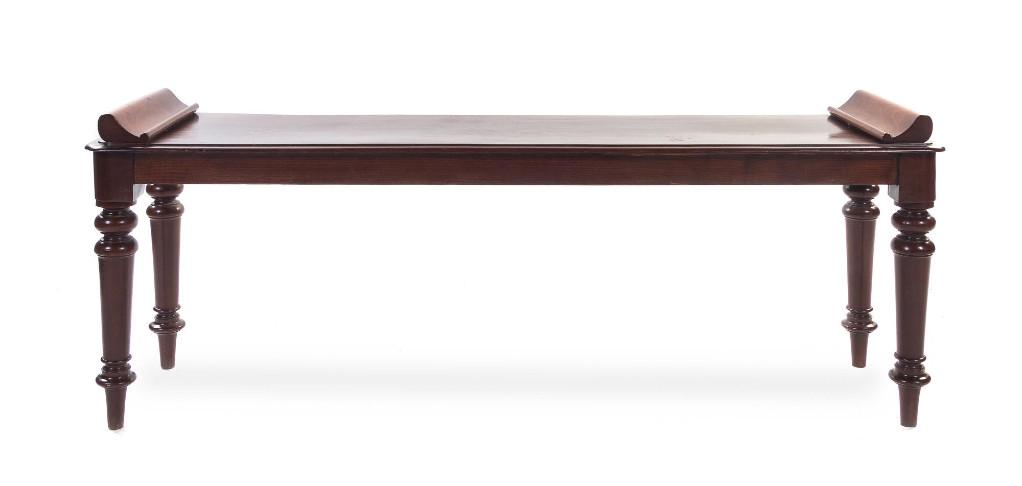 A William IV Mahogany Hall Bench, Height 18 1/4 x width 47 1/2 x depth 12 3/8 inches.