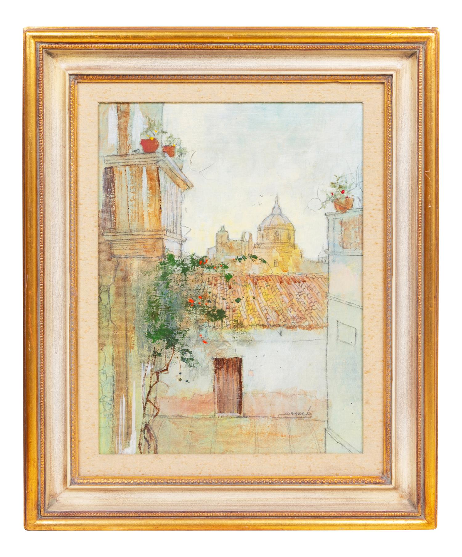William Benecke (American, 1934-2001) Paris Roof Tops oil…