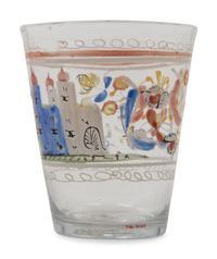 A Continental Stiegel-Type Enamel Decorated Flip Glass