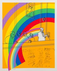 Yaacov Agam, (Israeli, b. 1928), Ben Gurion (folio containing 10 color silkscreens; each signed and numbered 154/540 in pencil to margi