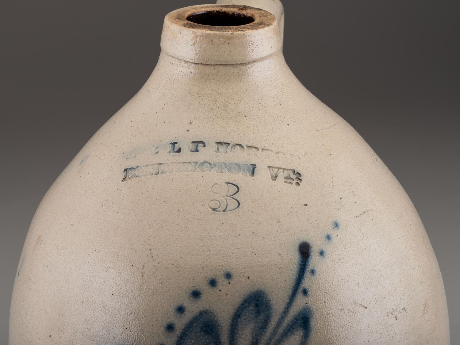 An E. And L.P. Norton Three-Gallon Cobalt Decorated Stoneware Jug