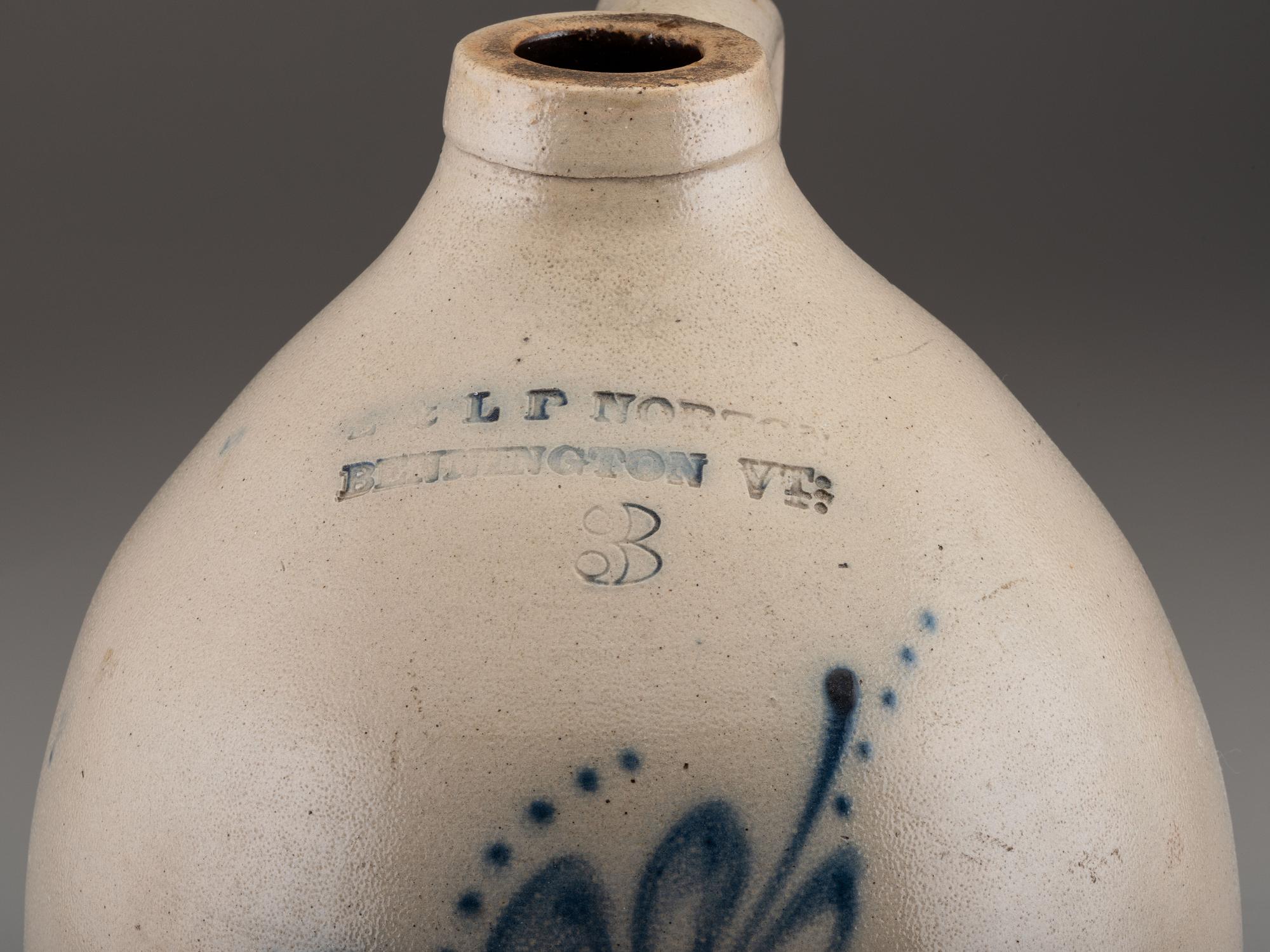 An E. And L.P. Norton Three-Gallon Cobalt Decorated Stoneware Jug