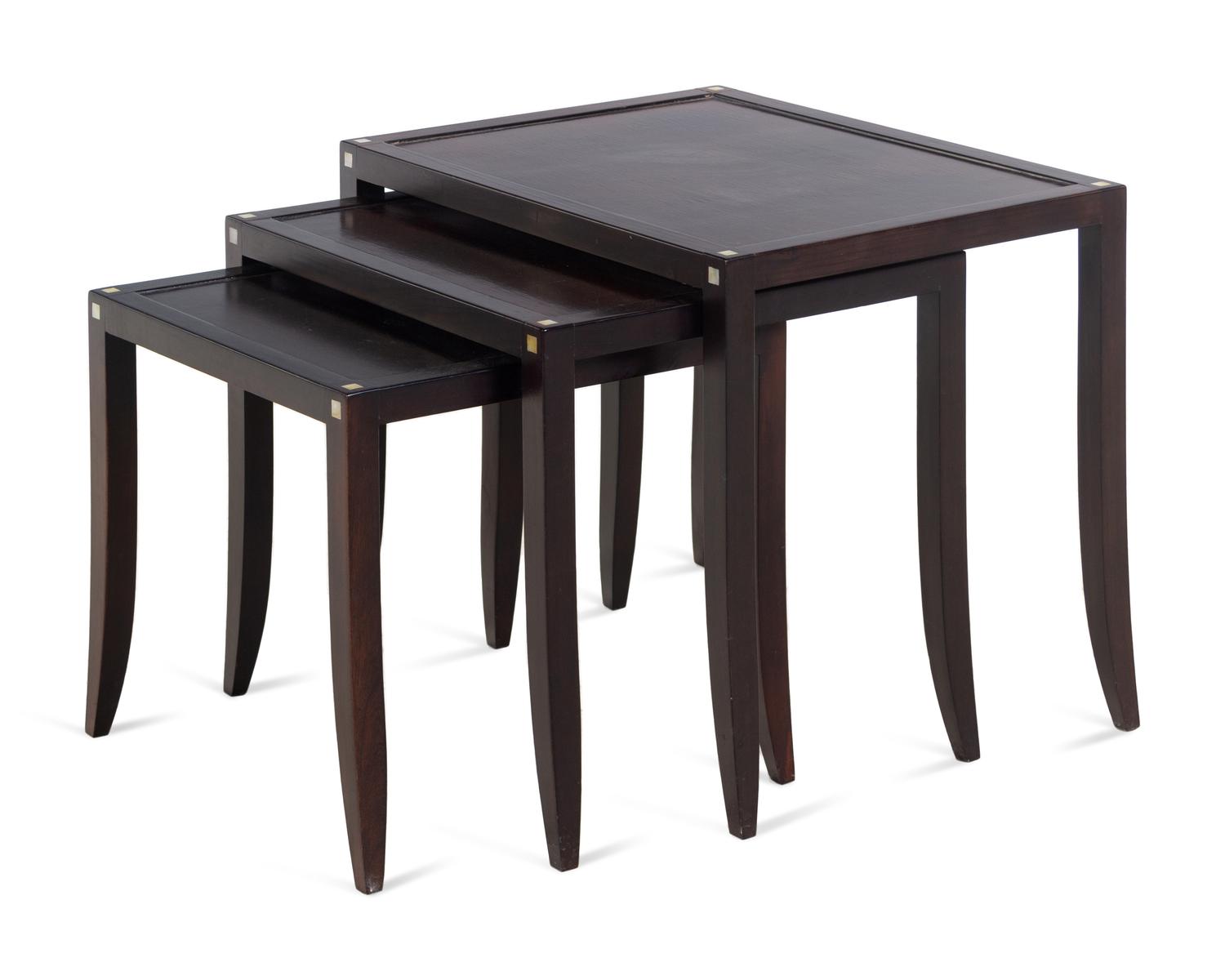 A Set of Three Mother-of-Pearl Inlaid Nesting Tables