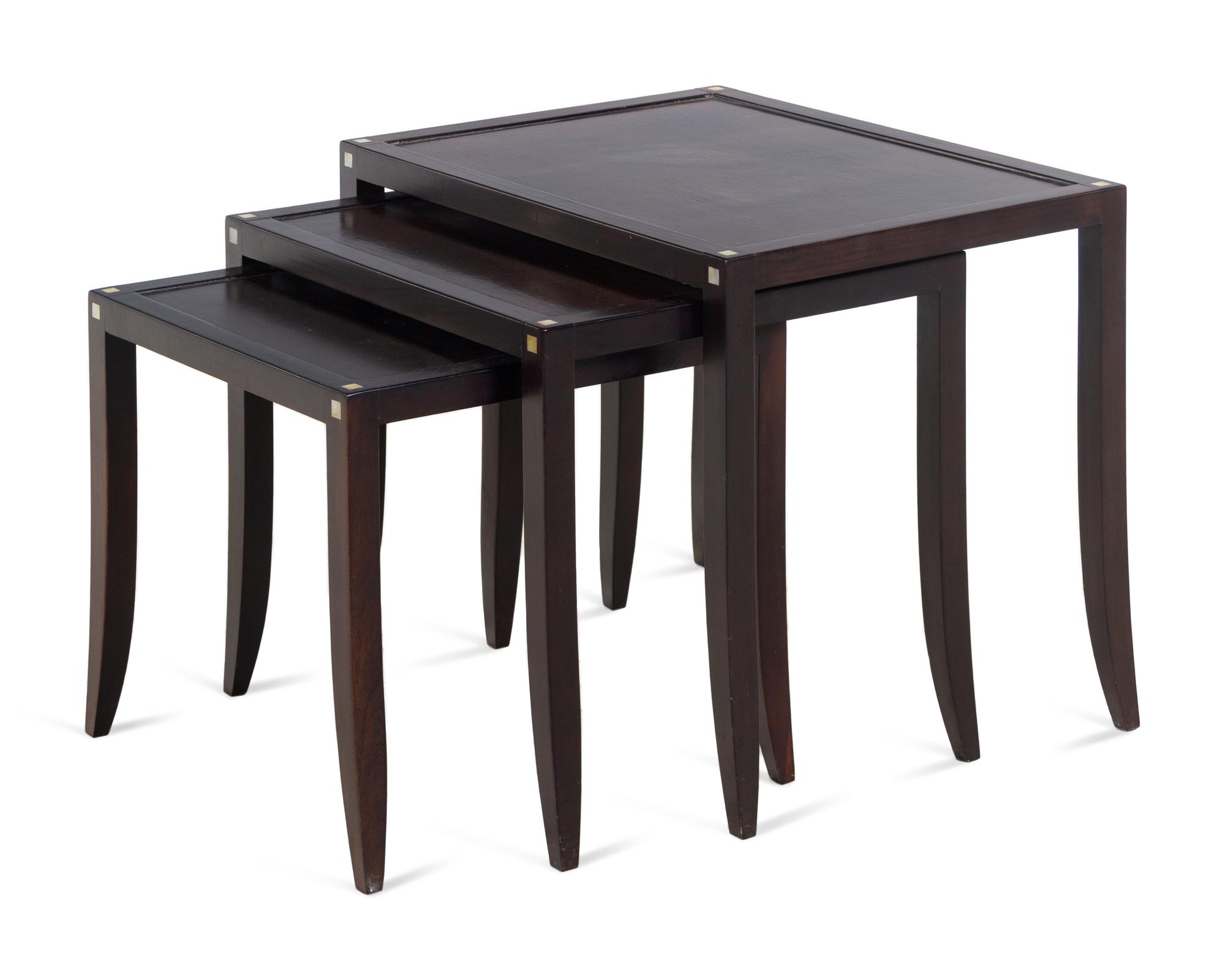 A Set of Three Mother-of-Pearl Inlaid Nesting Tables