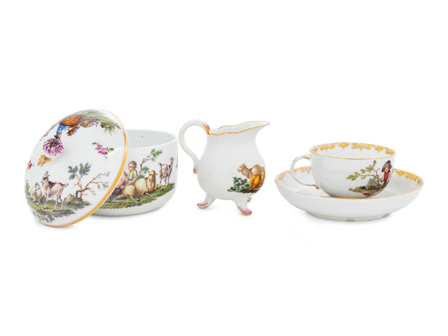 A Meissen Porcelain Four-Piece Tea Service