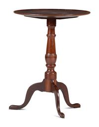 A Chippendale Turned Walnut Dished Tilt-Top Candlestand
