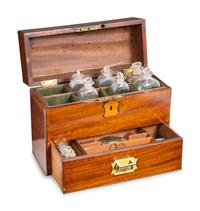 An English Mahogany-Cased Bottle Caddy or Apothecary Chest