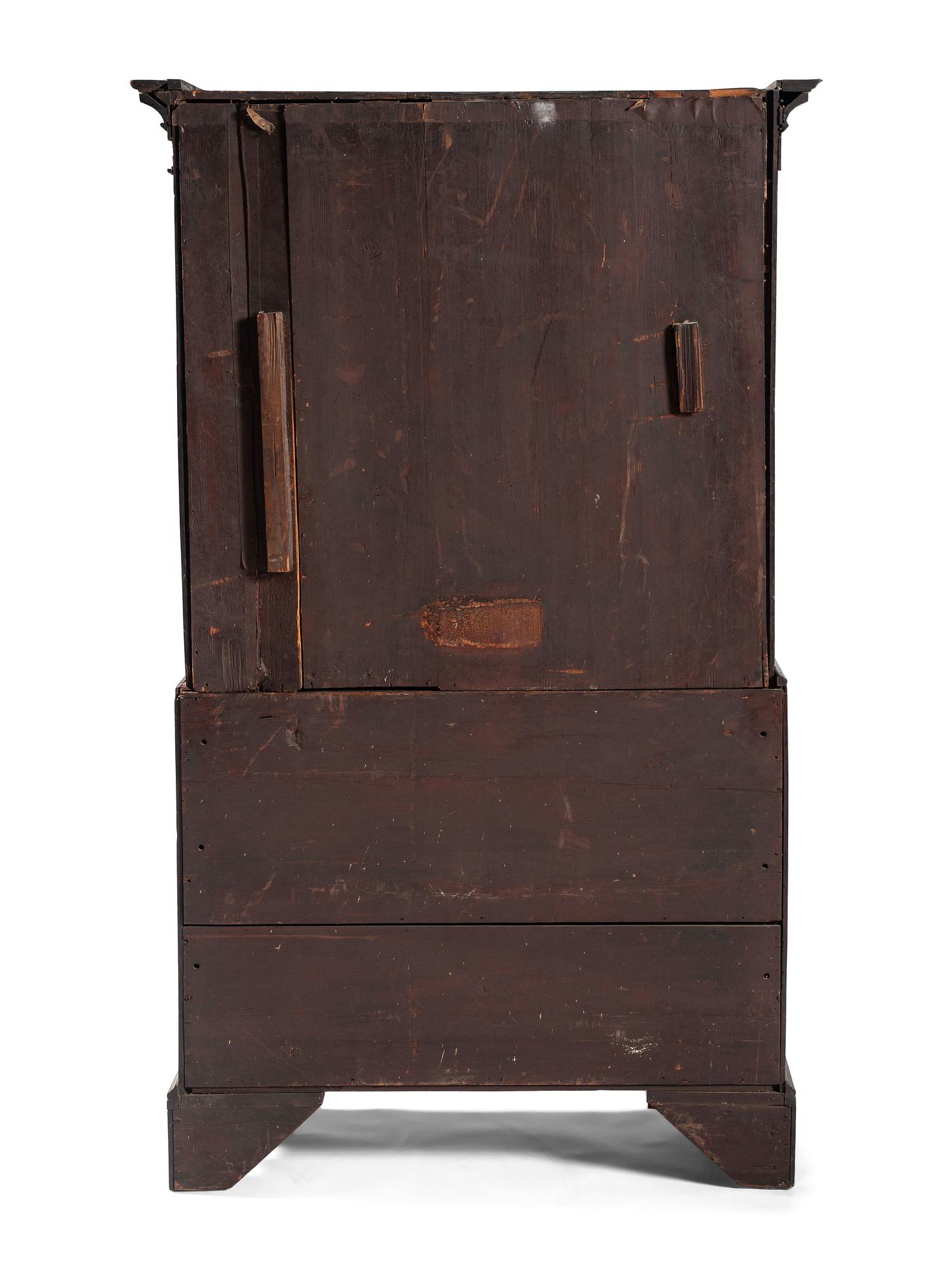 A George III Chinese Chippendale Carved Mahogany Chest-on-Chest