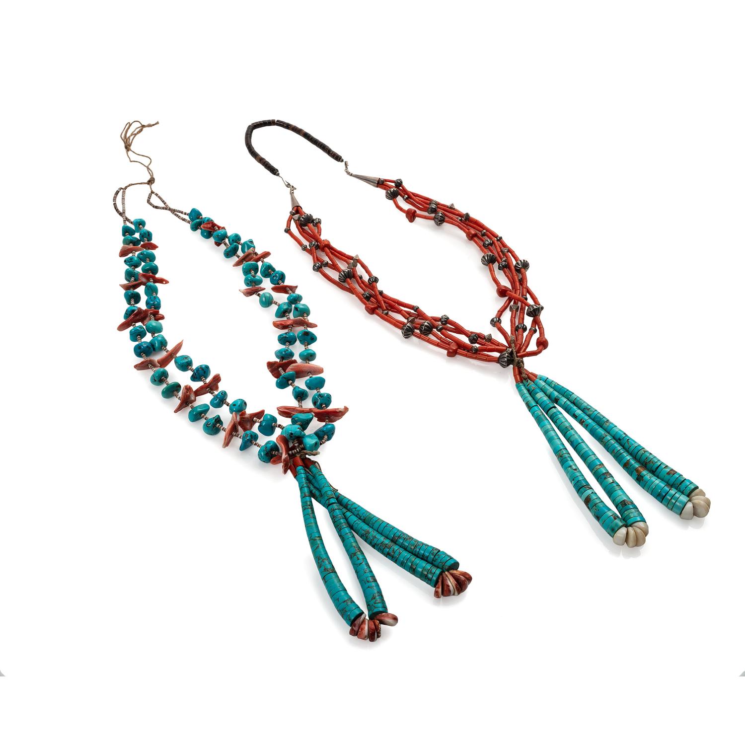 Pueblo Multi-Strand Necklaces, with Joclas