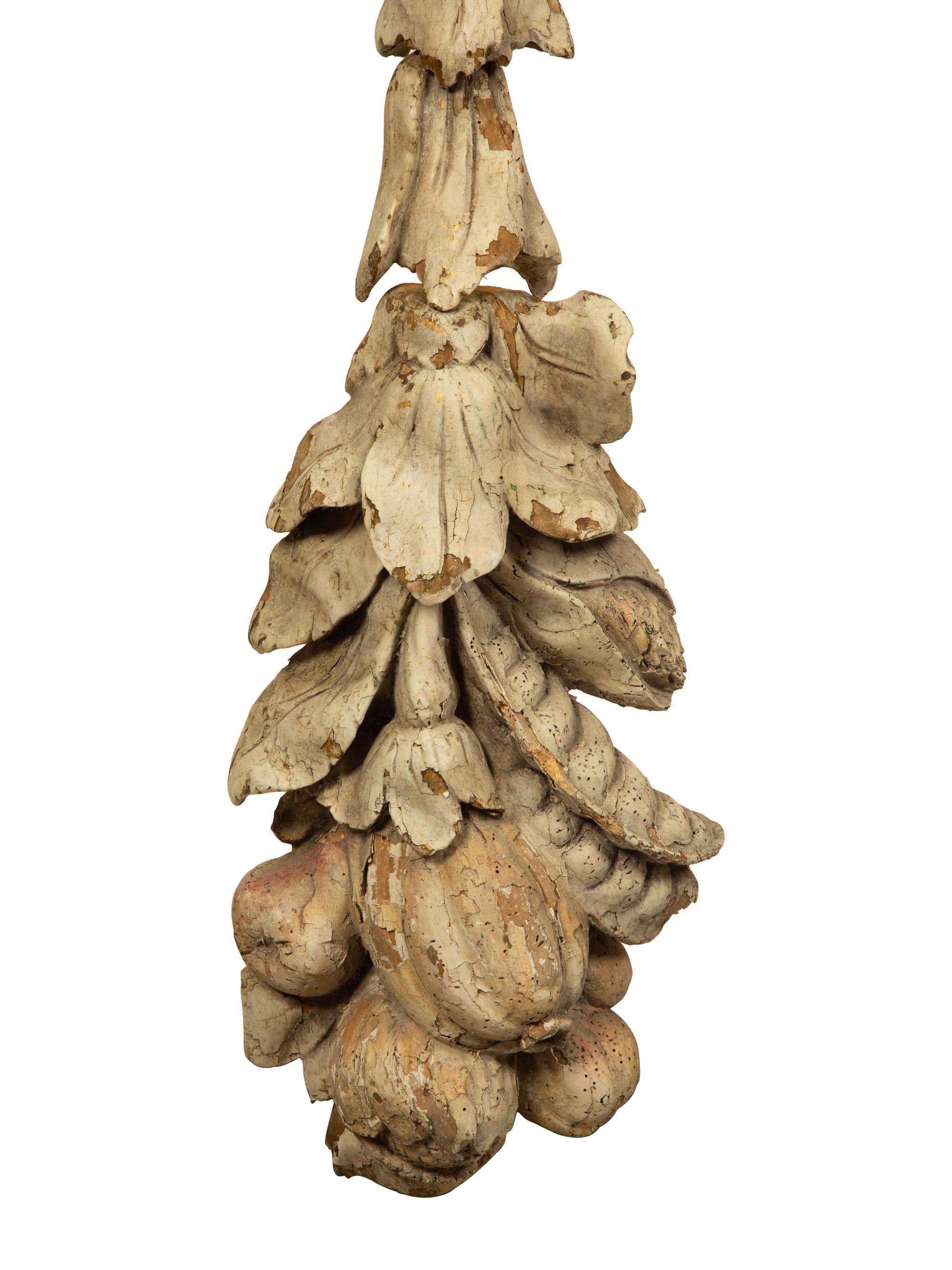 A Pair of Continental Carved and Painted Cornucopia Wall Ornaments
