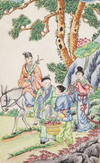 Three Chinese Famille Rose Porcelain Vases and A Chinese Painted Canton Enamel on Copper Vase