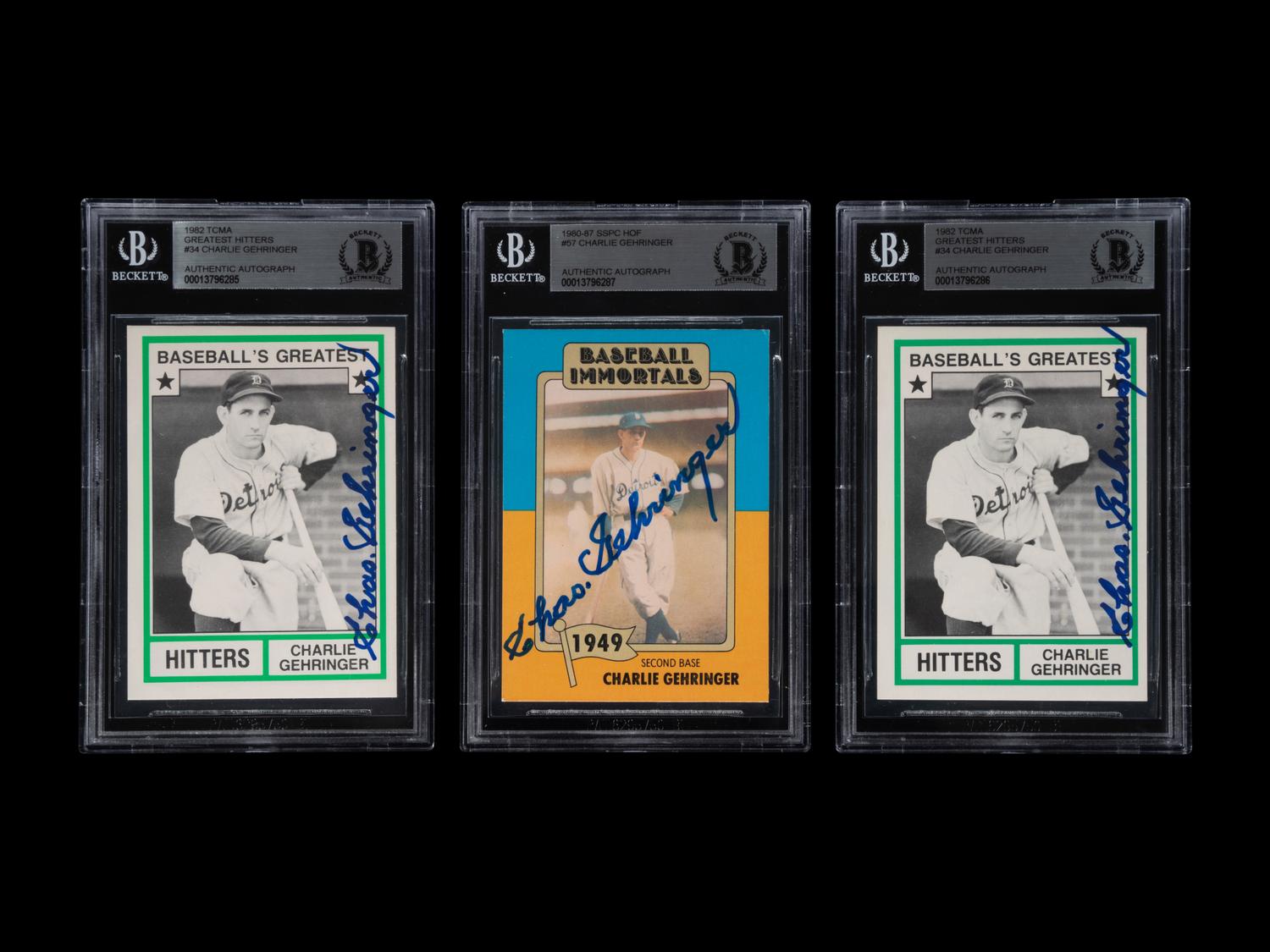 A Group of 21 Hall of Fame and Notable Signed Autograph Baseball Cards (Beckett Authentication Services BAS Certified),