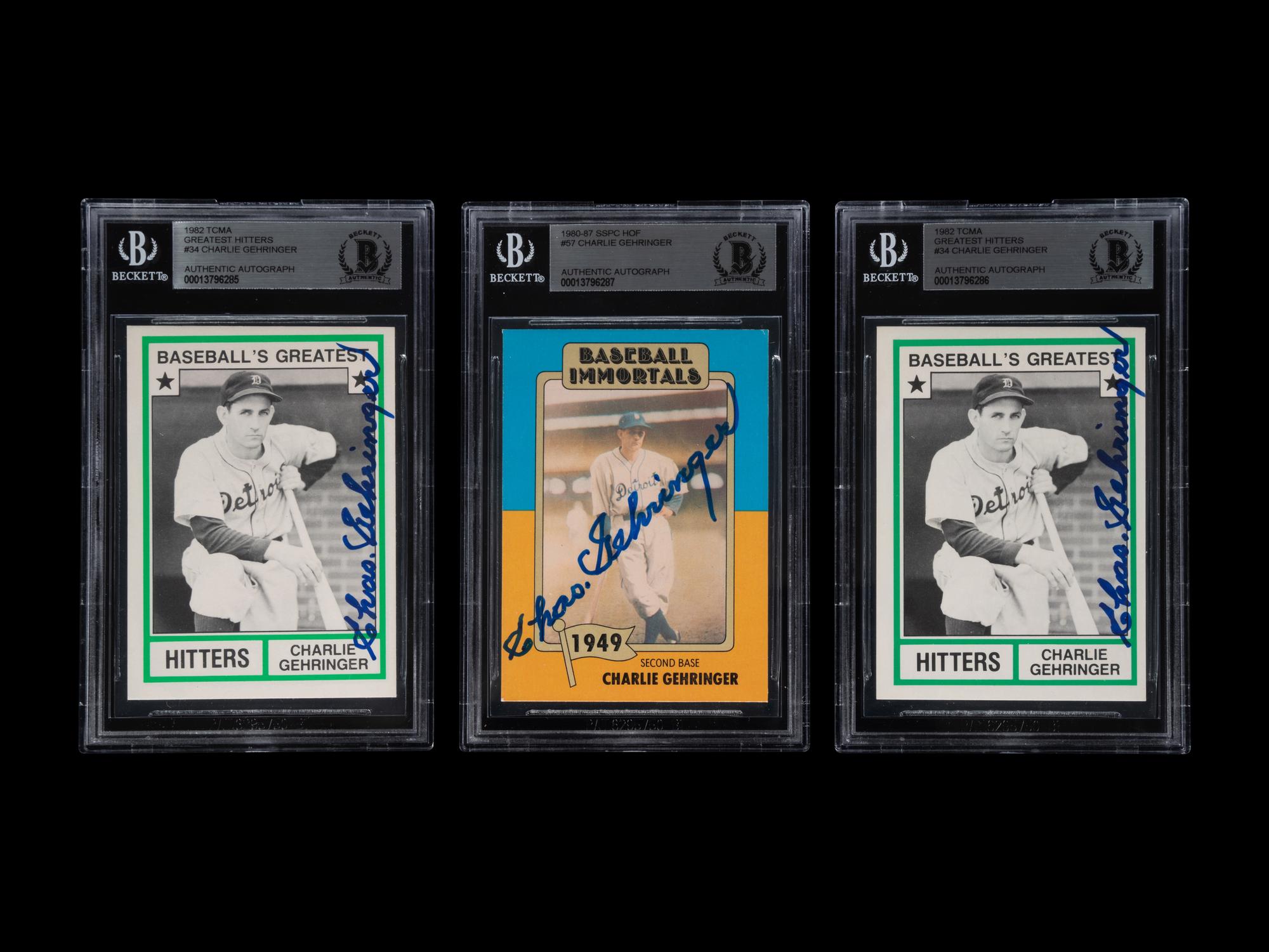 A Group of 21 Hall of Fame and Notable Signed Autograph Baseball Cards (Beckett Authentication Services BAS Certified),