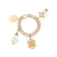 YELLOW GOLD AND MULTIGEM CHARM BRACELET