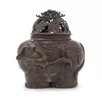 A Bronze Elephant-Form Censer Height 7 1/2 inches. — MARKED SEIKOKU, MEIJI PERIOD