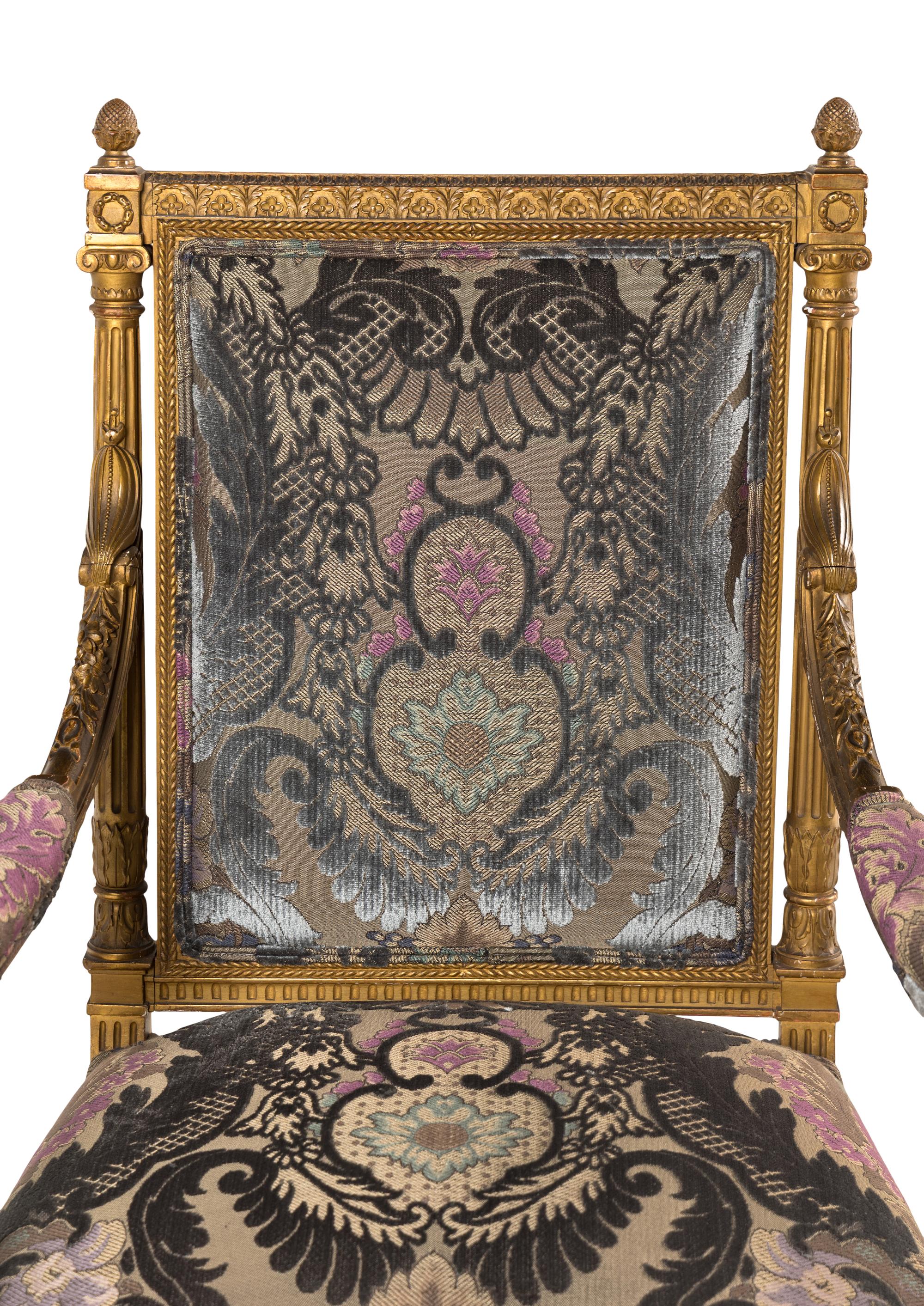 A Set of Four Louis XVI Style Giltwood Fauteuils