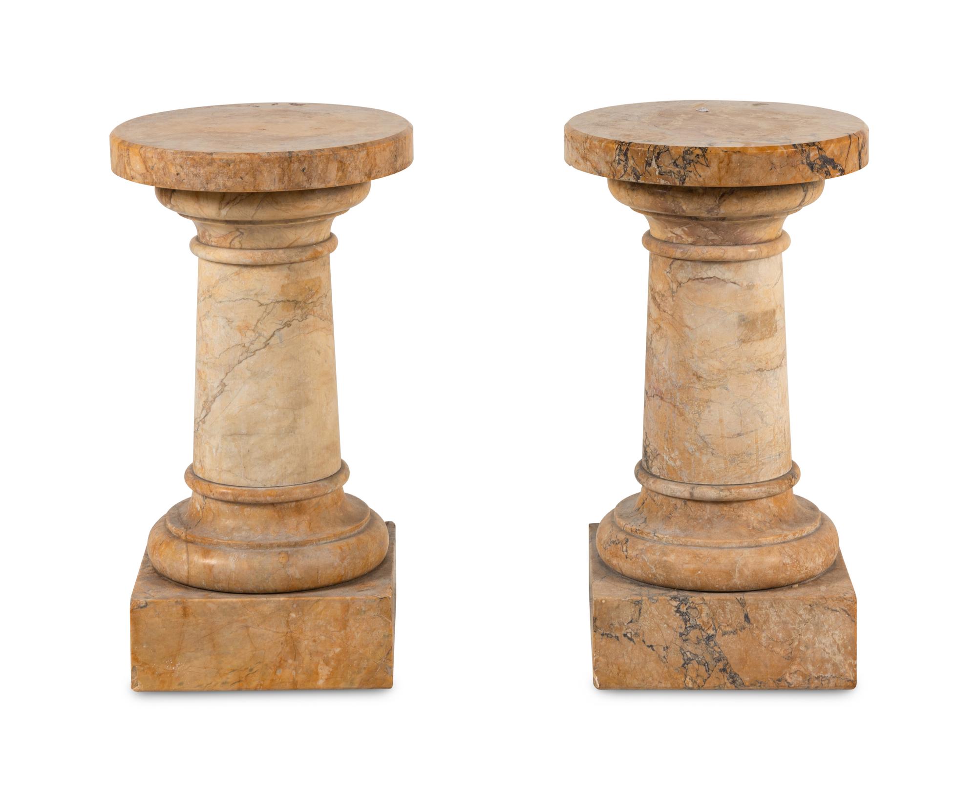 A Pair of Continental Marble Pedestals
