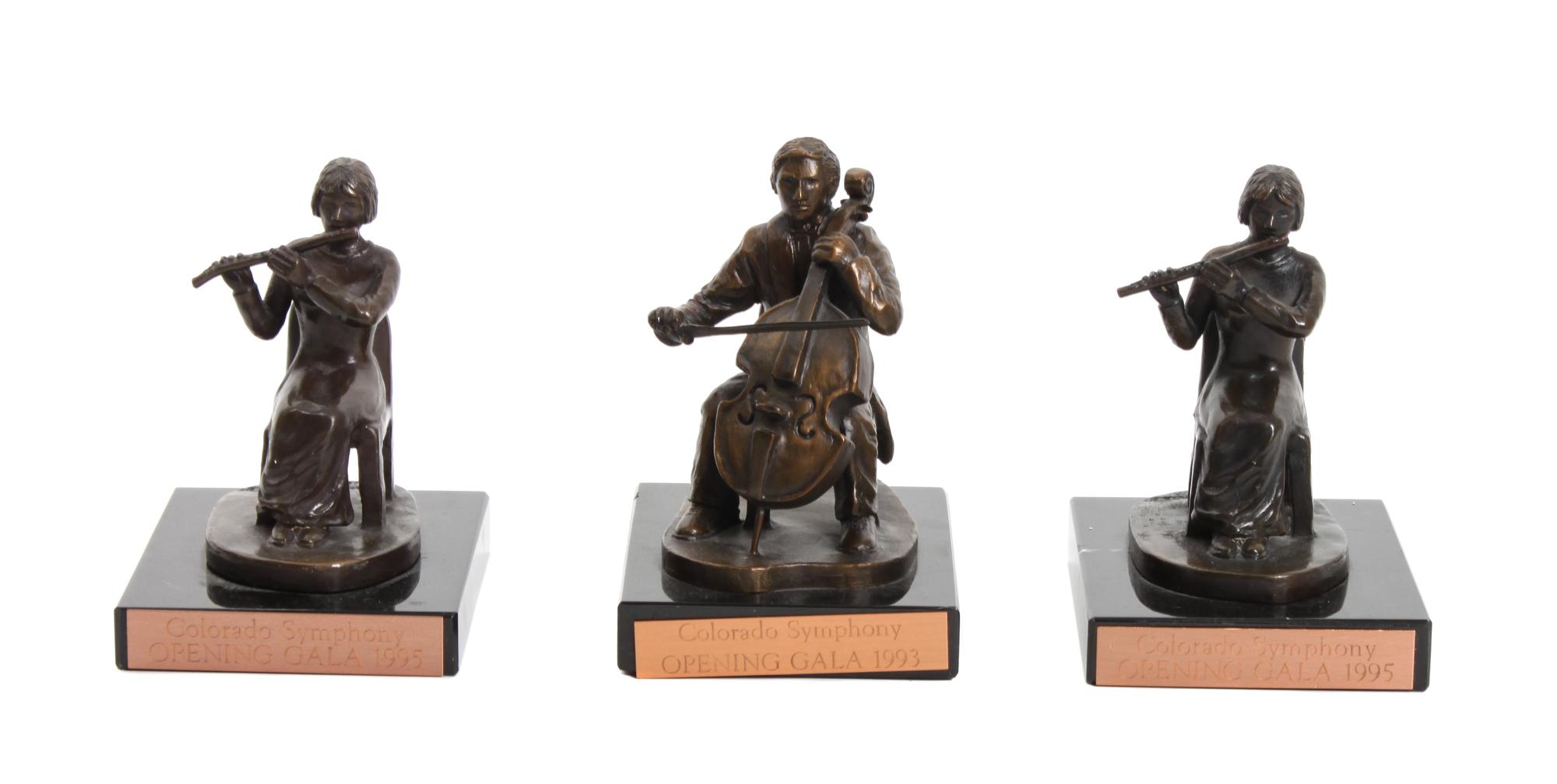 Joseph P. Jonas II, (American, 20th/21st Century), Three Works: Cellist and two Flutists