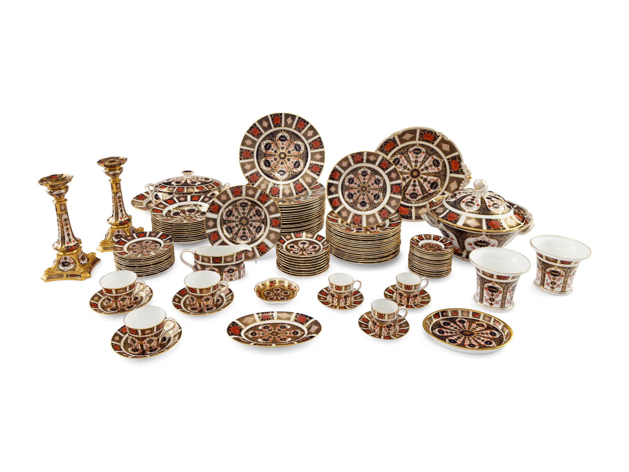 A Large Royal Crown Derby Imari Porcelain Dinner Service