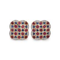 DIAMOND, RUBY, AND SAPPHIRE EARRINGS