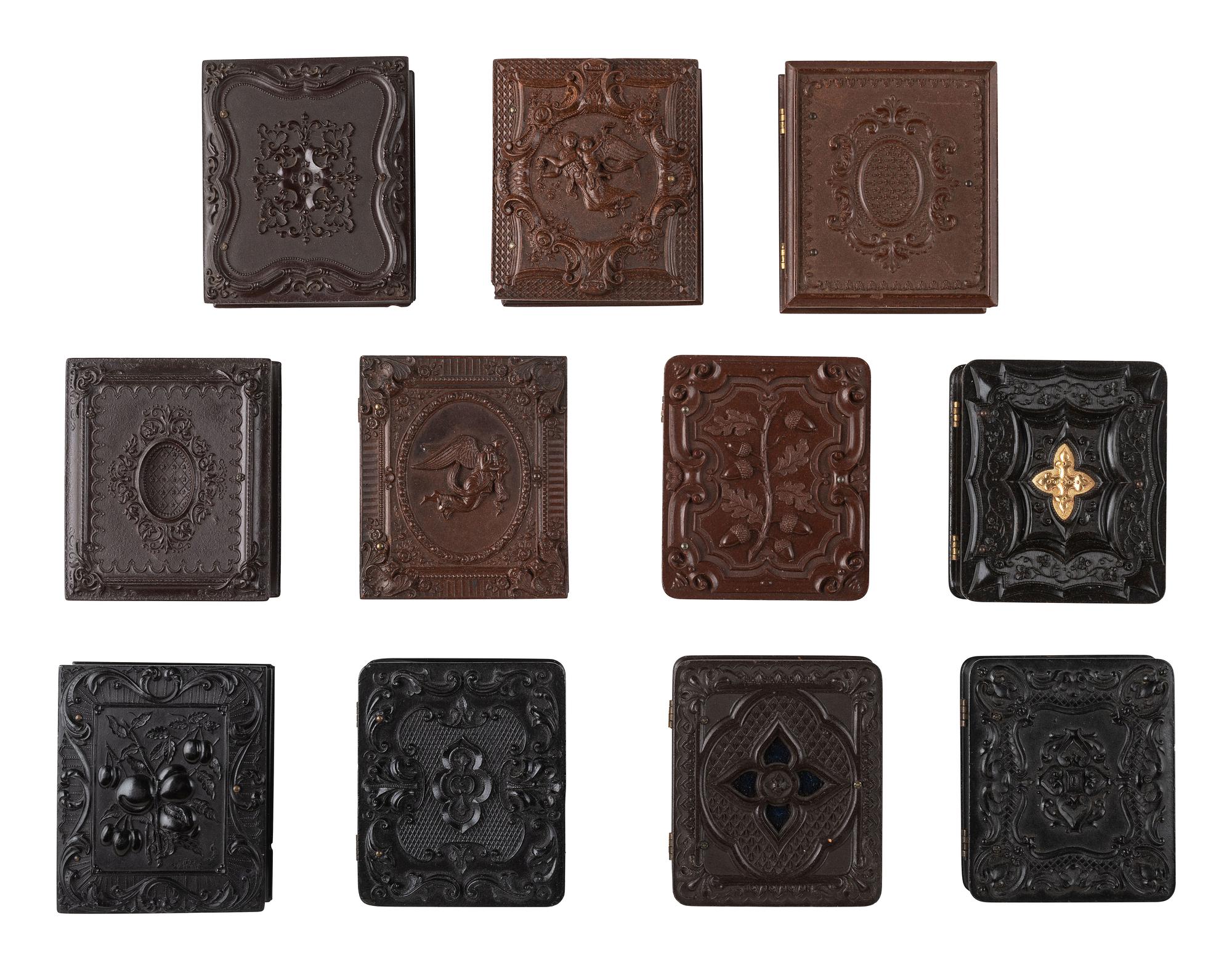 [EARLY PHOTOGRAPHY]. 22 ninth plate Union cases, including geometric, floral, and figural designs.