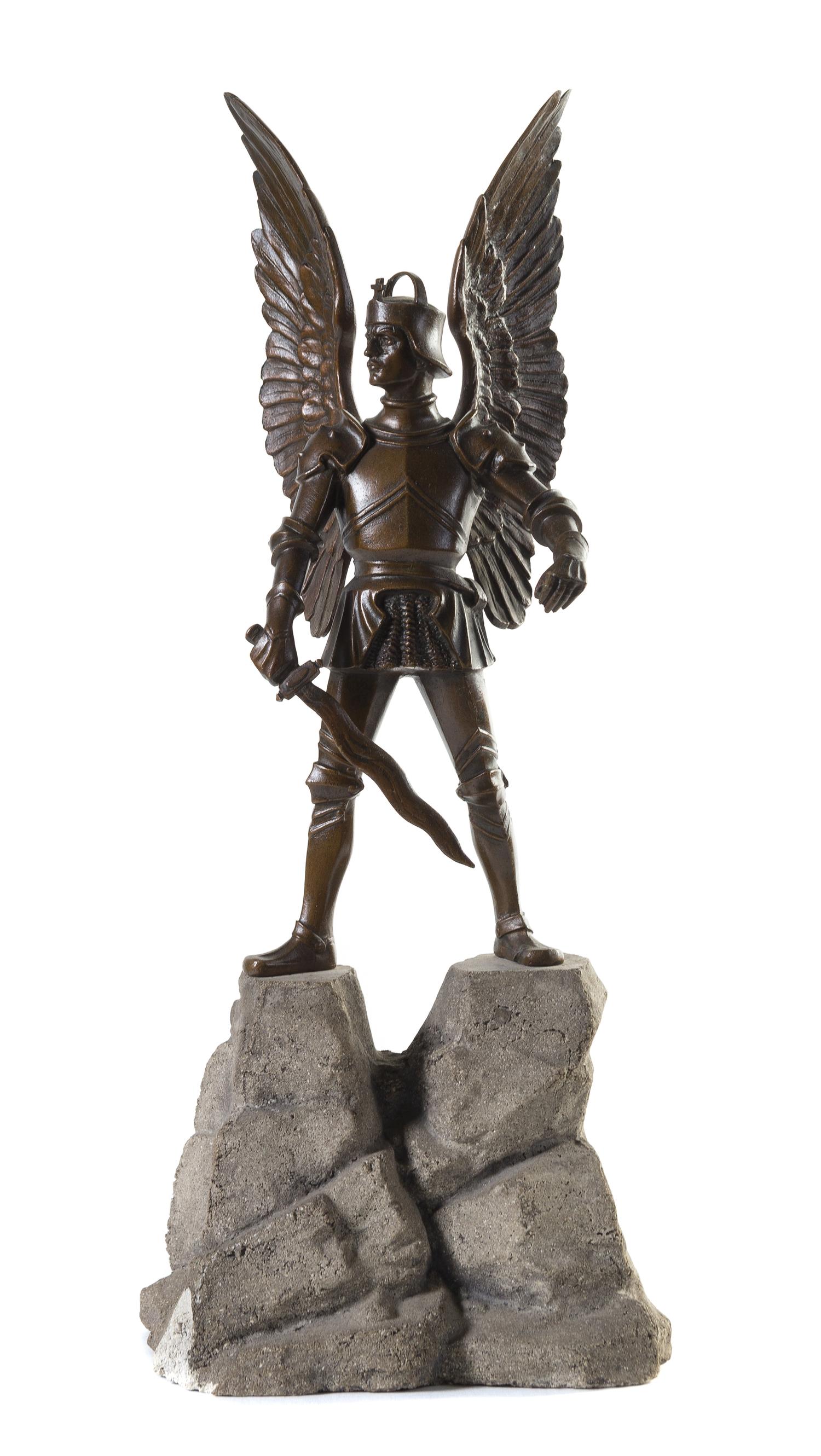A Continental Bronze Figure of Archangel Michael Height 18 inches. — 20TH CENTURY