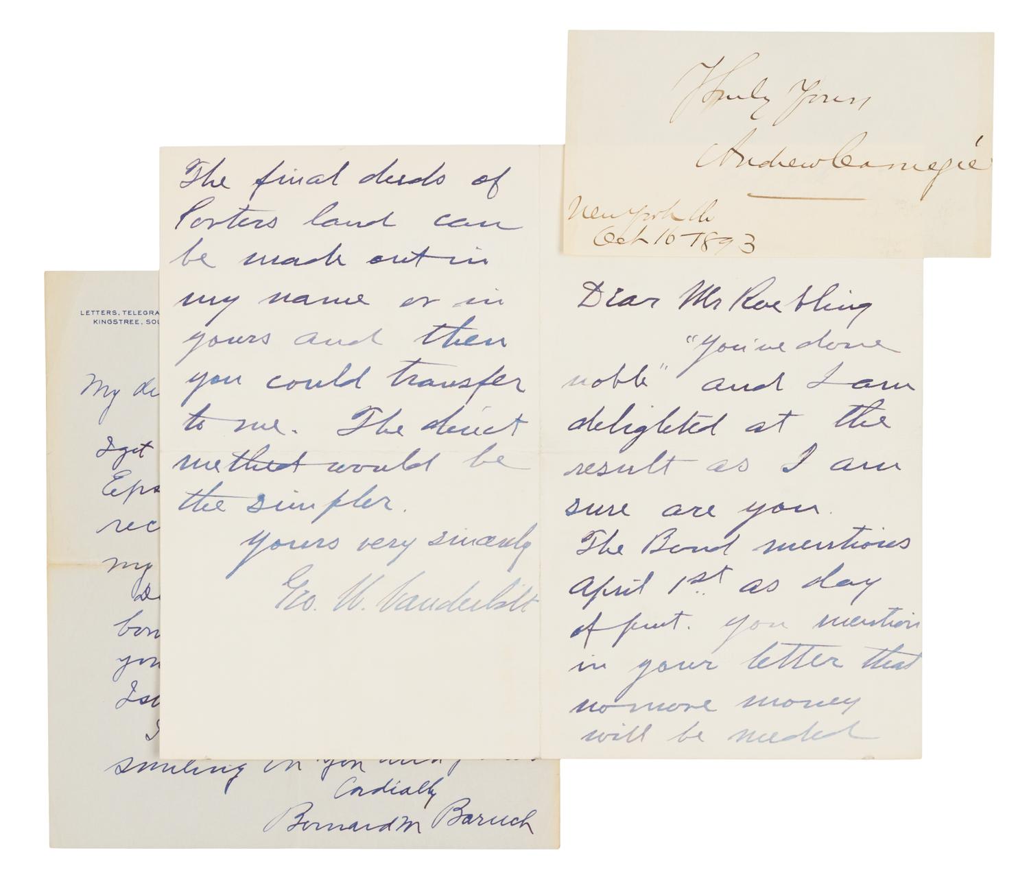 [AMERICAN INDUSTRIALISTS]. A group of 3 manuscripts by American industrialists.