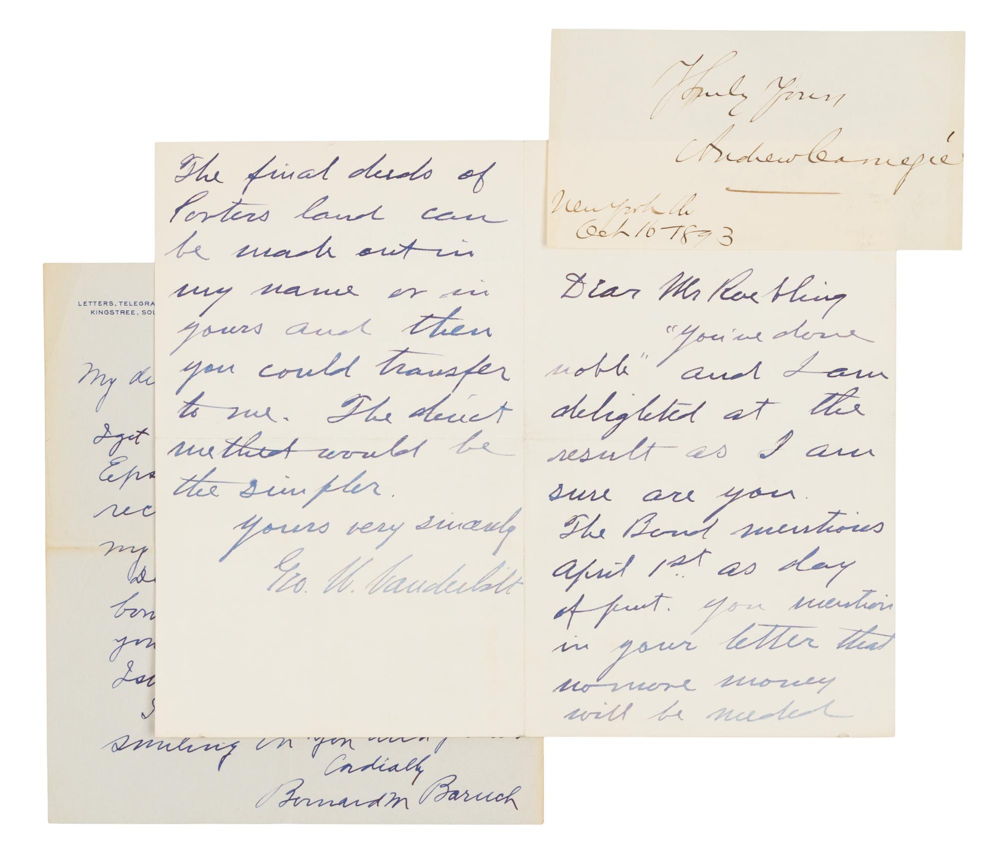 [AMERICAN INDUSTRIALISTS]. A group of 3 manuscripts by American industrialists.