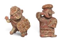 A Pair of Pre-Columbian Terracotta Figures, Nayarit, Height of taller 8 inches.