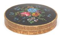 A French Verre-Eglomise Bonbonniere Daimeter 5 1/4 inches. — 19TH CENTURY