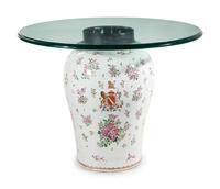 A Large Samson Porcelain Vase Converted to a Glass-Top Table