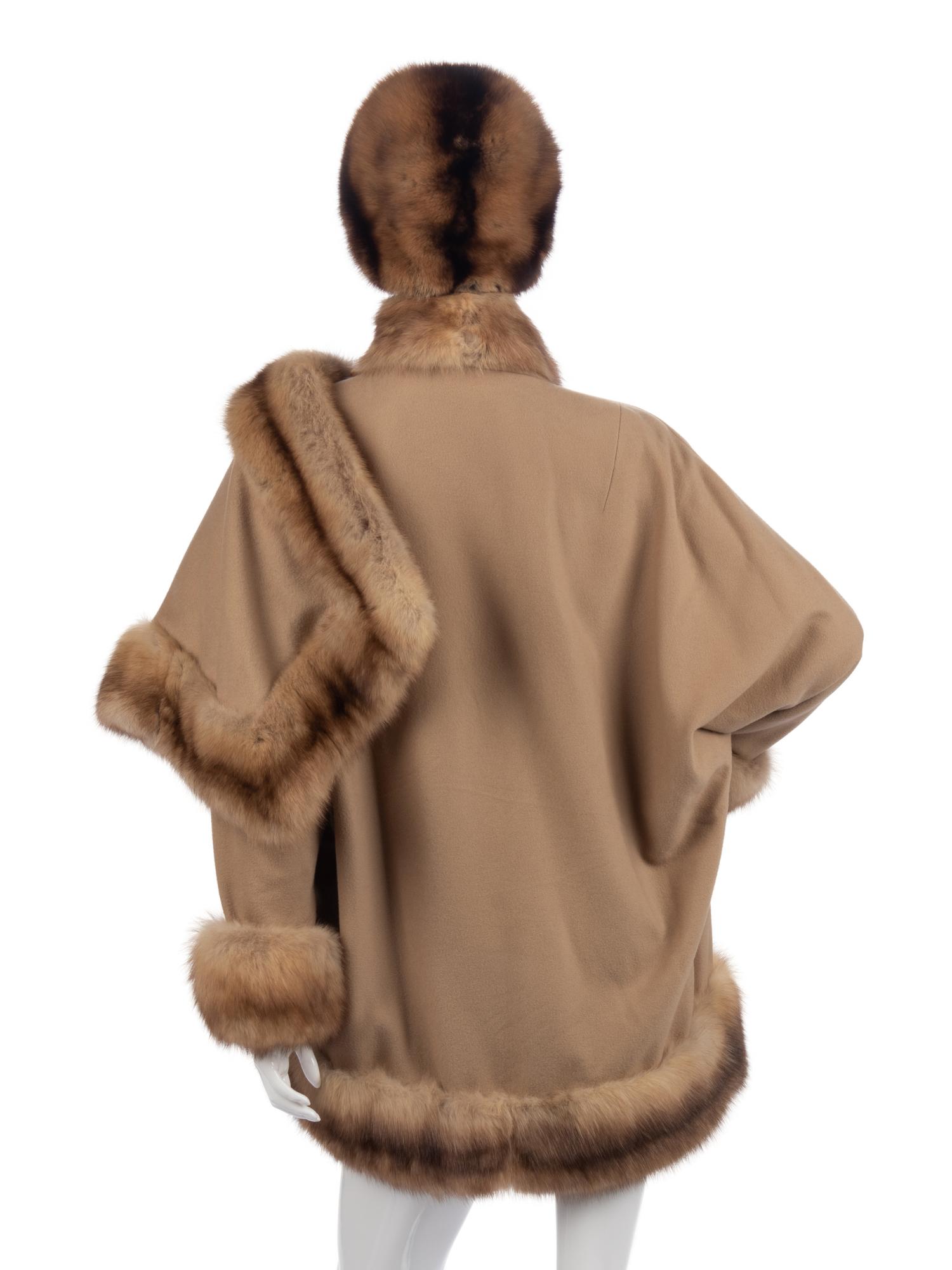J. Mendel Sable Fur Trimmed Coat and Hat, 1990-2000s