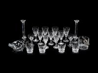 A Collection of Saint Louis Glass Barware and a Pair of Val St. Lambert Elysee Candlesticks
