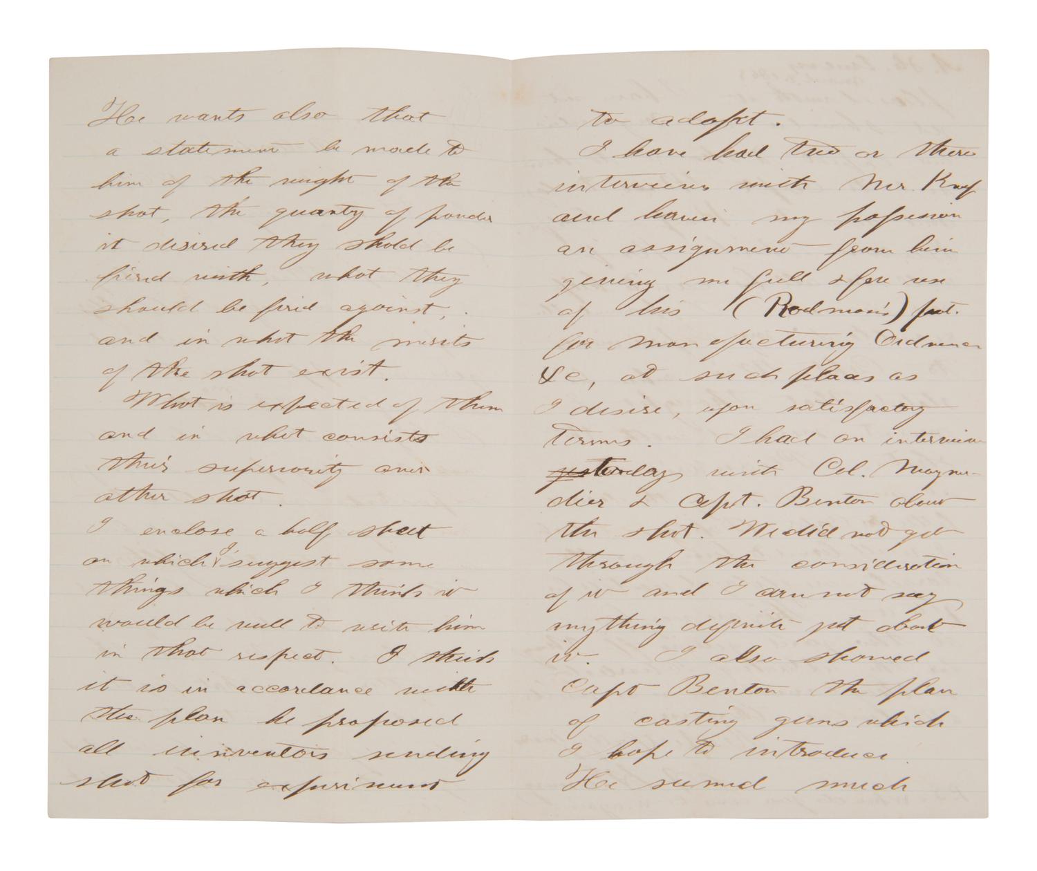 [CIVIL WAR]. Letter from engineer A. H. EMERY to James T. AMES about weapon testing and production.