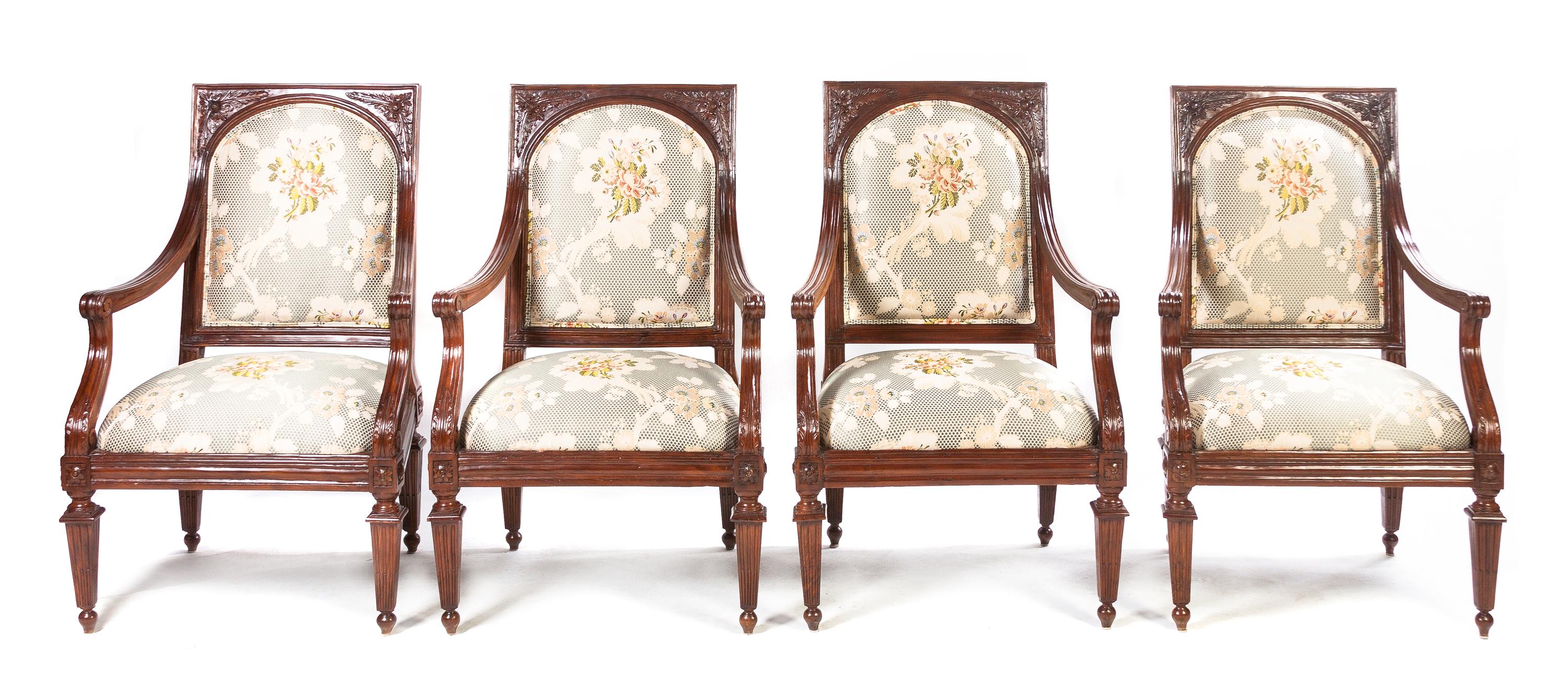 A Set of Four Louis XVI Provincial Style Fauteuils — 19TH CENTURY