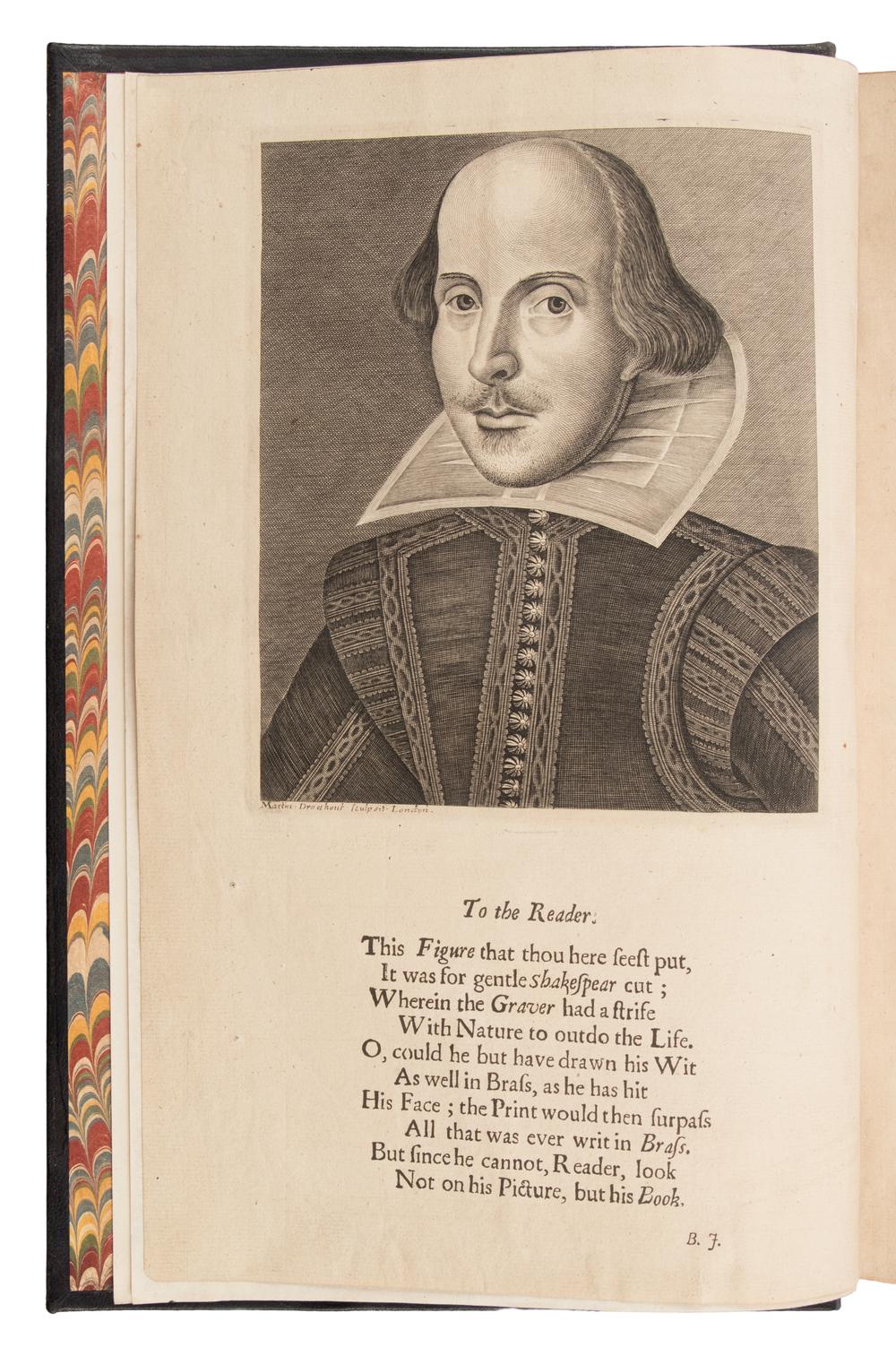 Shakespeare, William (1564-1616). <em>Mr. William Shakespear's Comedies, Histories, and Tragedies. Published according to the true Original Copies. Unto which is added, SEVEN PLAYS, Never before Printed in Folio</em>. London: Printed [by Robert Roberts, Robert Everingham,&nbsp;and&nbsp;John Macock] for H[enry]. Herringman,&nbsp;and&nbsp;are to be sold by Joseph Knight&nbsp;and&nbsp;Francis Saunders, at the Anchor in the Lower Walk of the New Exchange,&nbsp;1685. <br>