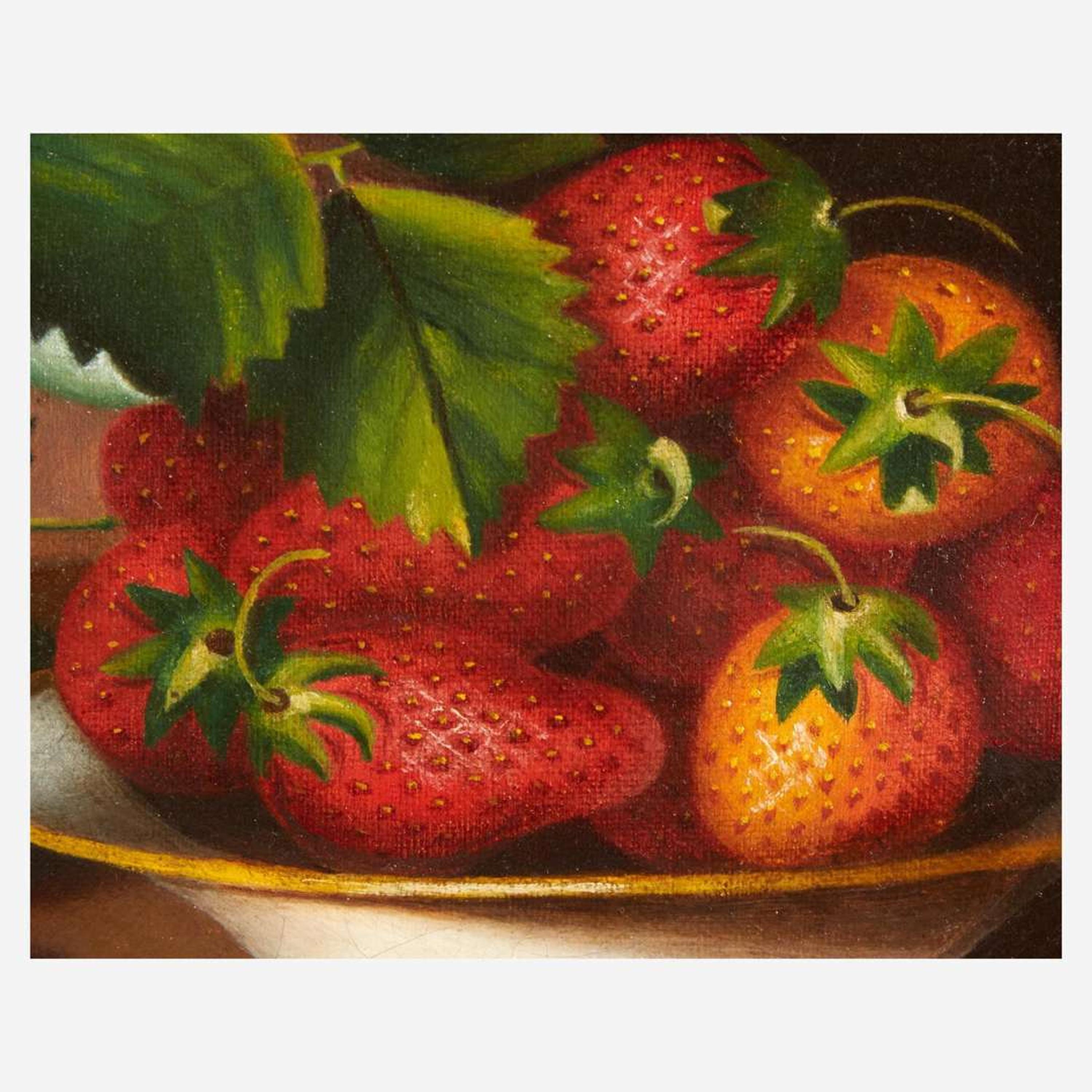 Margaretta Angelica Peale (American, 1795–1882) Still Life with Strawberries in a Plate with Cherries on Tabletop