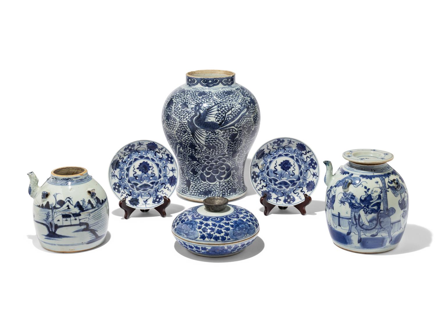 A Group of Blue and White Porcelain Articles