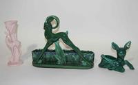 Three Haeger Pottery Figural Articles Height of tallest 13 3/4 inches.