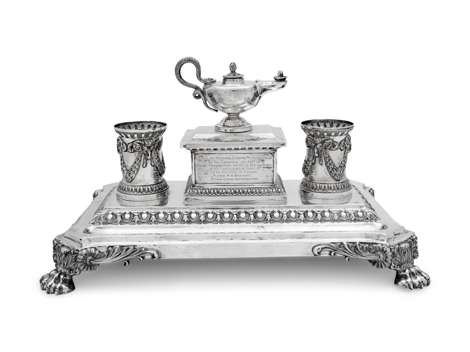 A Victorian Silver Standish