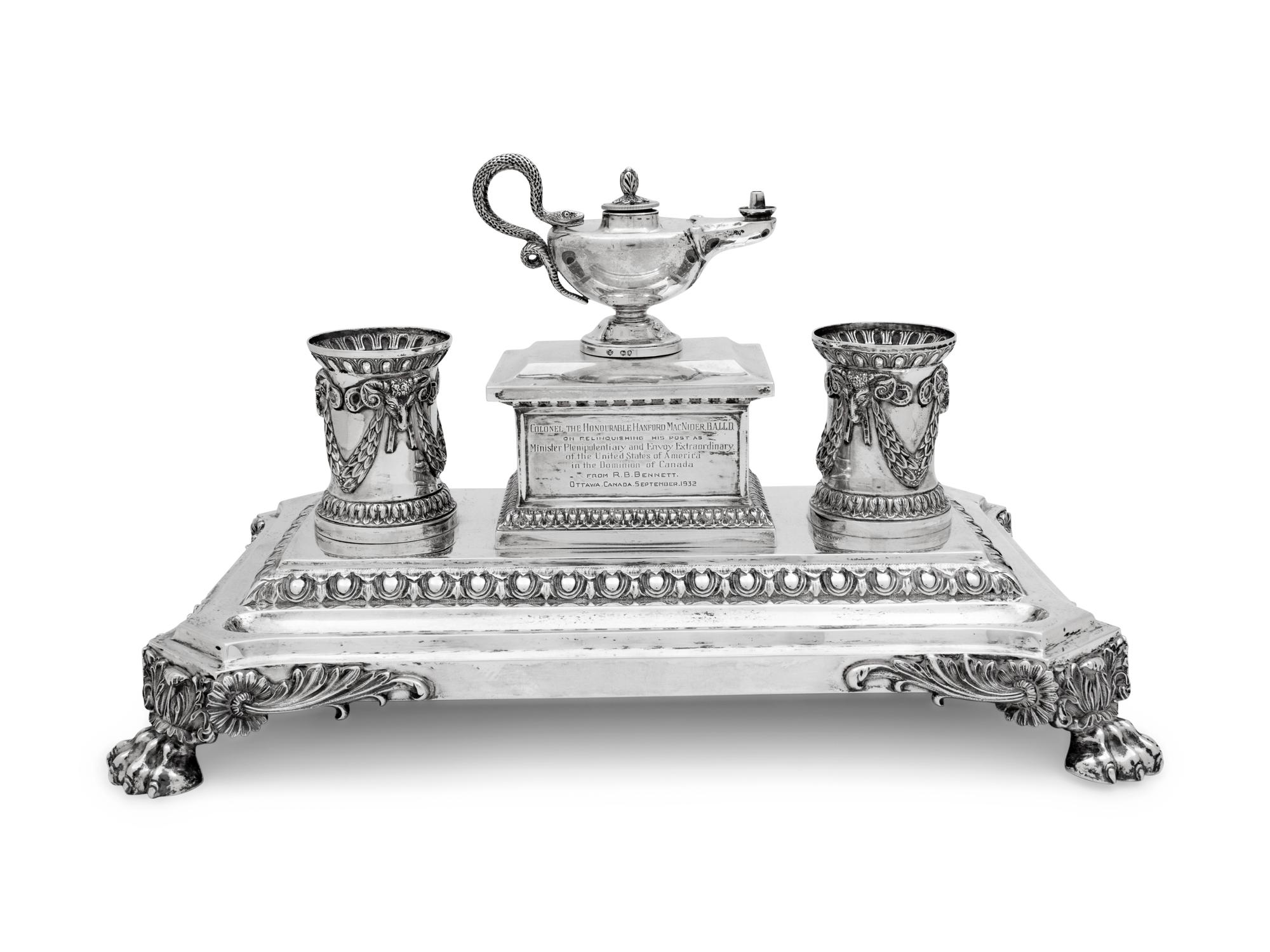 A Victorian Silver Standish