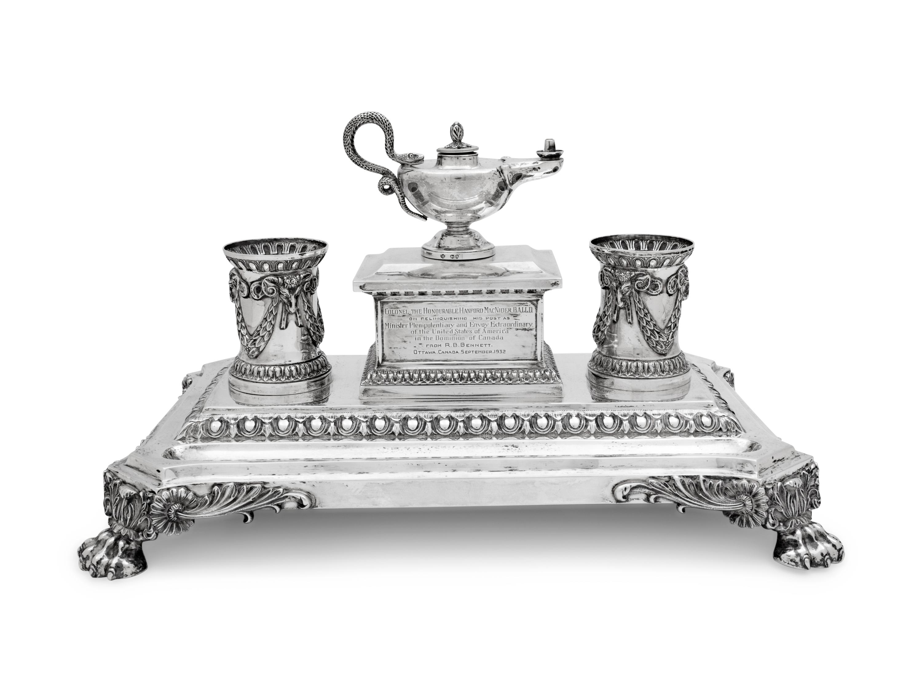 A Victorian Silver Standish