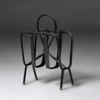 Leather Magazine Rack, c. 1960 France