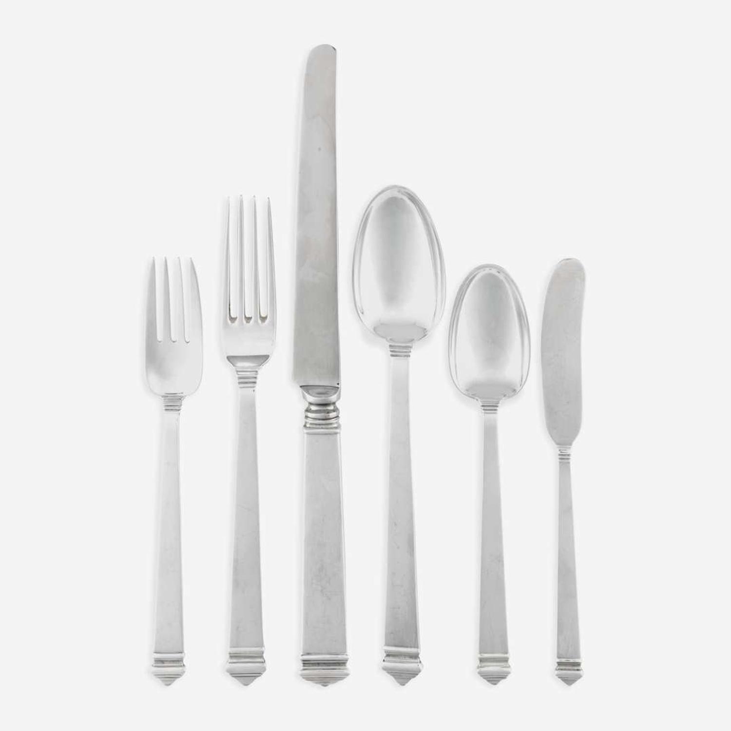 An American Sterling Silver Six-Piece Flatware Service for Eight Tiffany & Co., New York, patented 1934