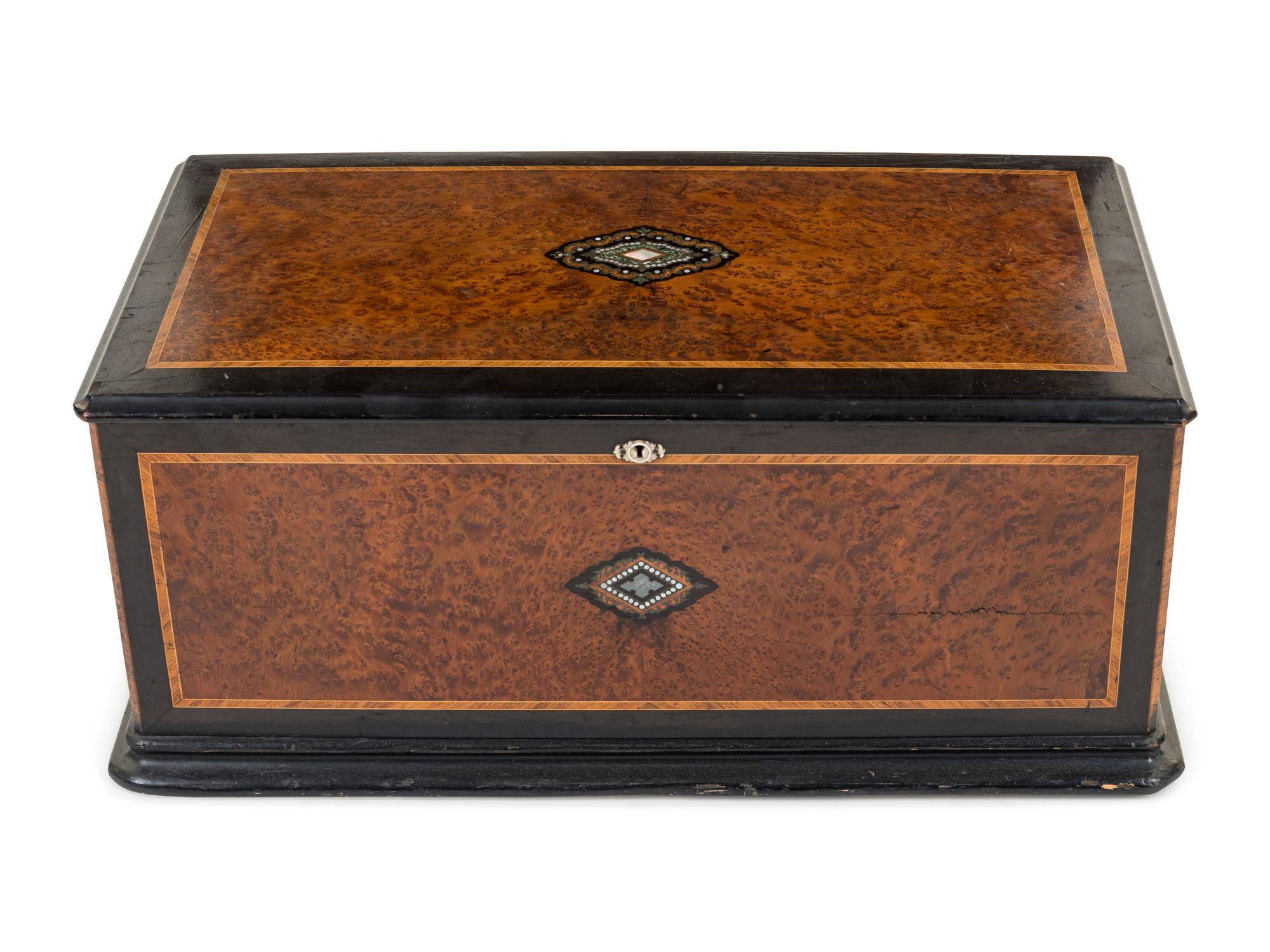 A Swiss Parcel Ebonized Cylinder Music Box