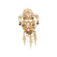YELLOW GOLD, DIAMOND AND SAPPHIRE PENDANT/BROOCH